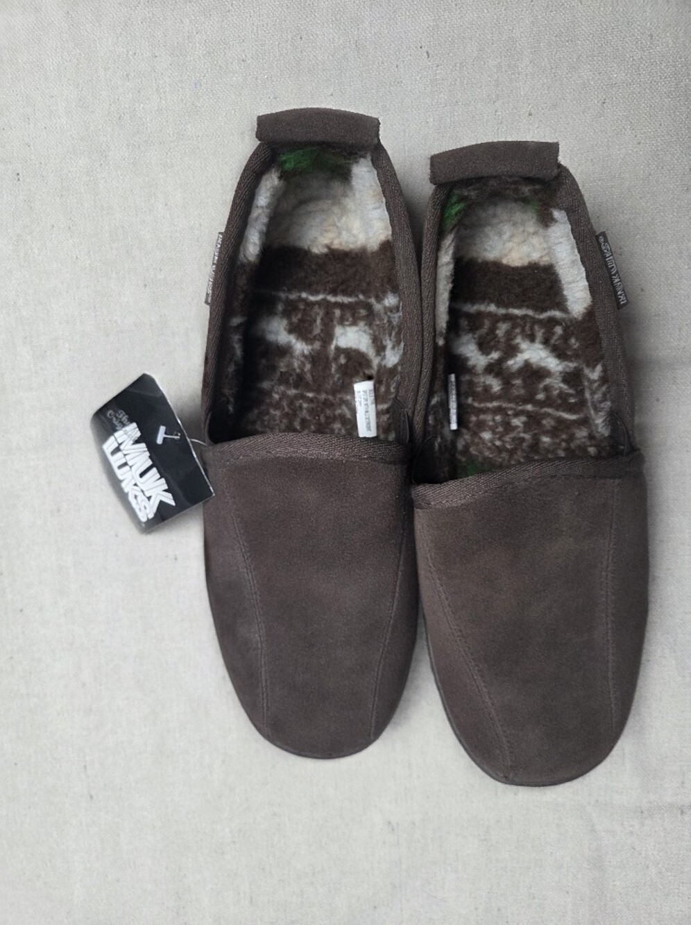 Muk Luks Men's Dark Brown Faux-Suede Slip-On Loafers with Plush Lining